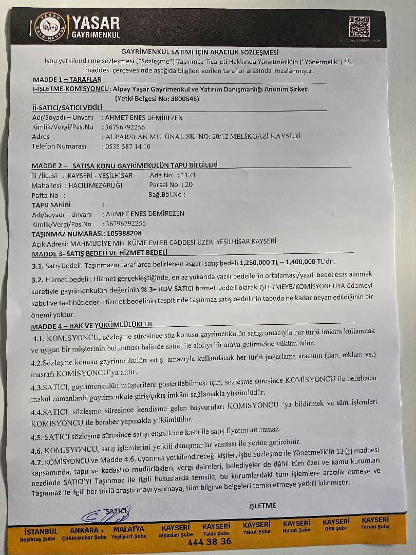 YEŞİLHİSAR MAHMUDİYE BÖLGESİNDE SATILIK SULU TARLA - 9